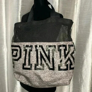 PINK Marl Gray Mesh Tote Bag